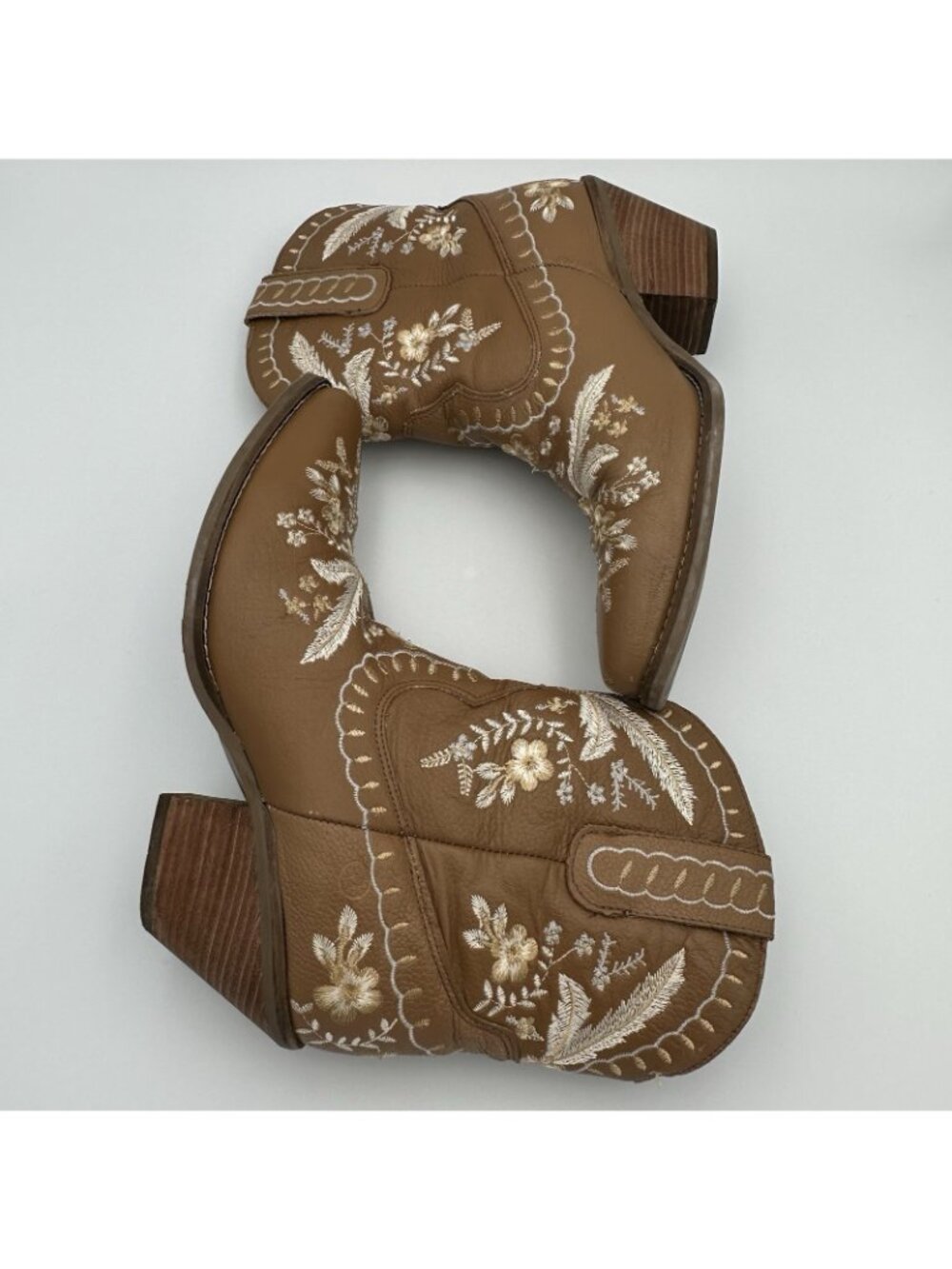 Dingo Primrose Boots Women’s Size 8.5 Brown Leather Floral Short Cowboy DI748 - Picture 6 of 14